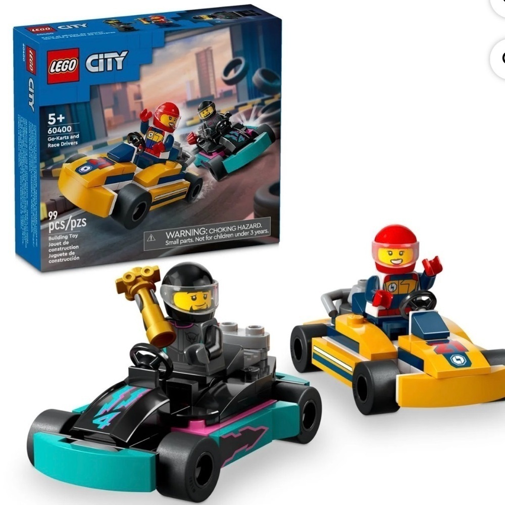 LEGO City Go-Karts and Race Drivers Toy Playset - 2 Driver Minifigures, Race Car